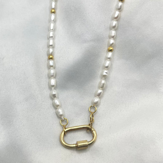 Carabiner Pearl Necklace NL117