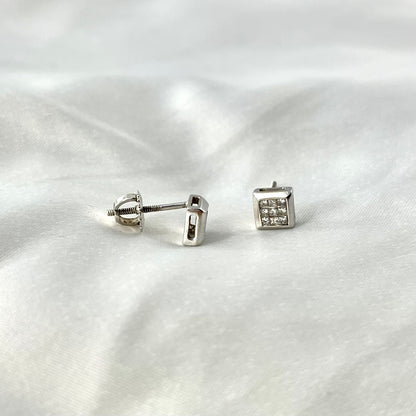 Square Stud Princess Cut Diamond ER147