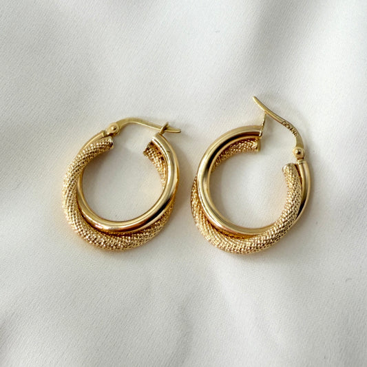 Double Matte/Glossy Hoop Earrings ER011