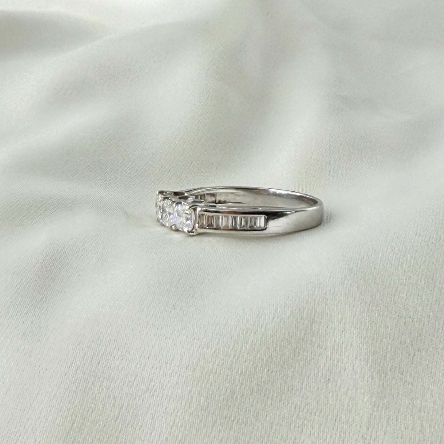 Three Radiant Cut Baguette Diamond Ring RG033