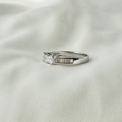 Three Radiant Cut Baguette Diamond Ring RG033