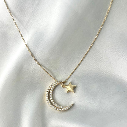 Crescent Moon & Star Necklace NL118