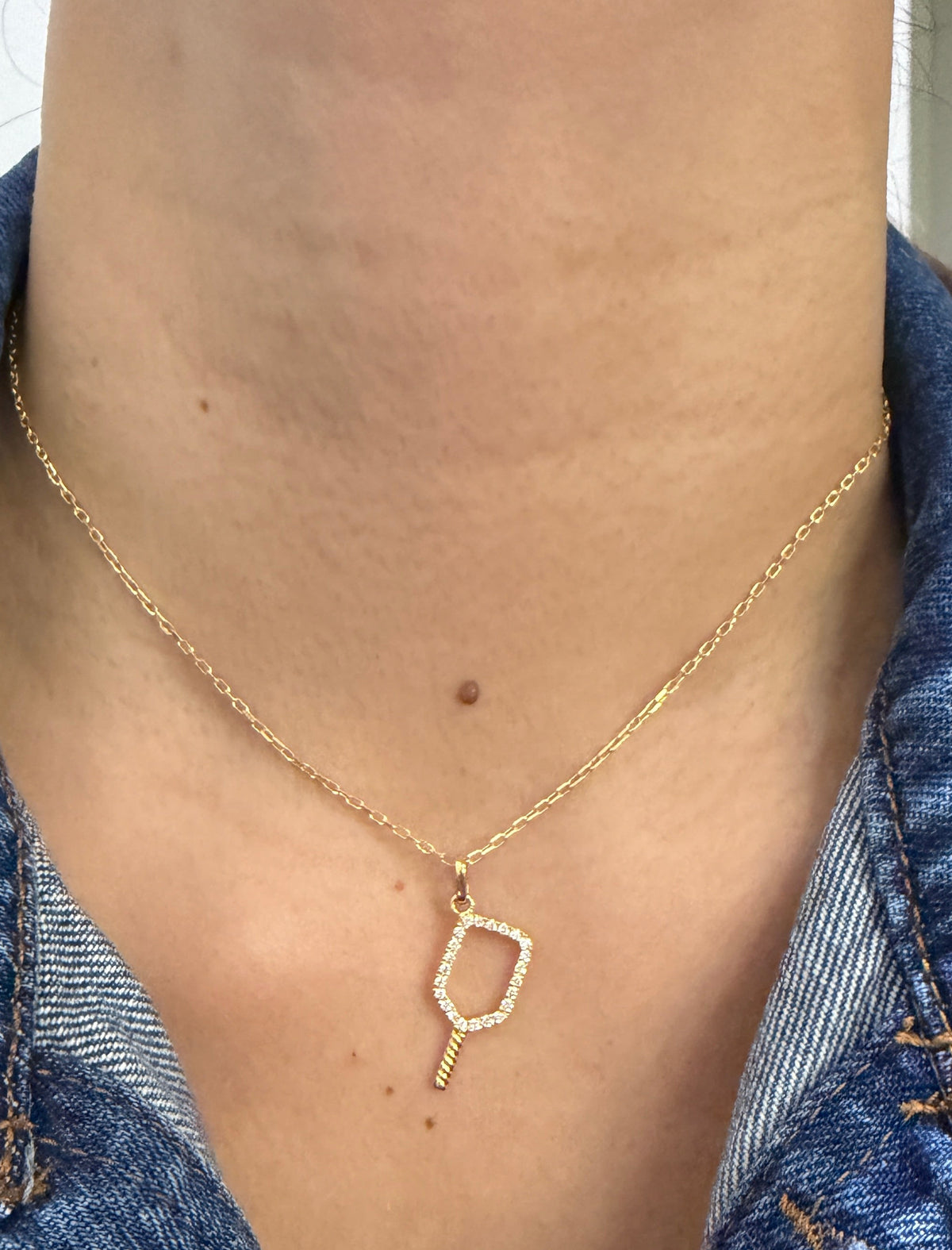 Studded Diamond Paddle Necklace NL229
