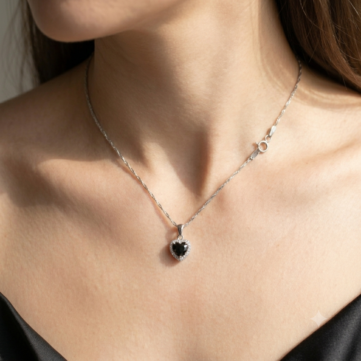 Heart Black Diamond Necklace NL208