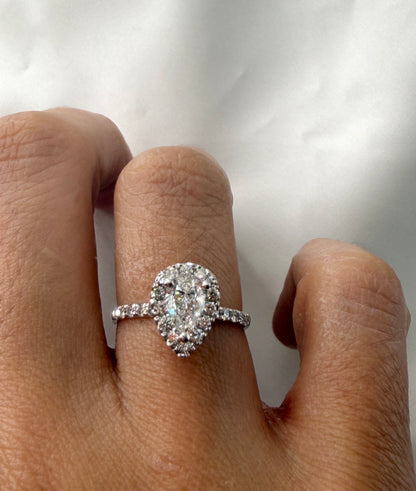 GIA Pear Shaped Diamond Halo Ring ER018