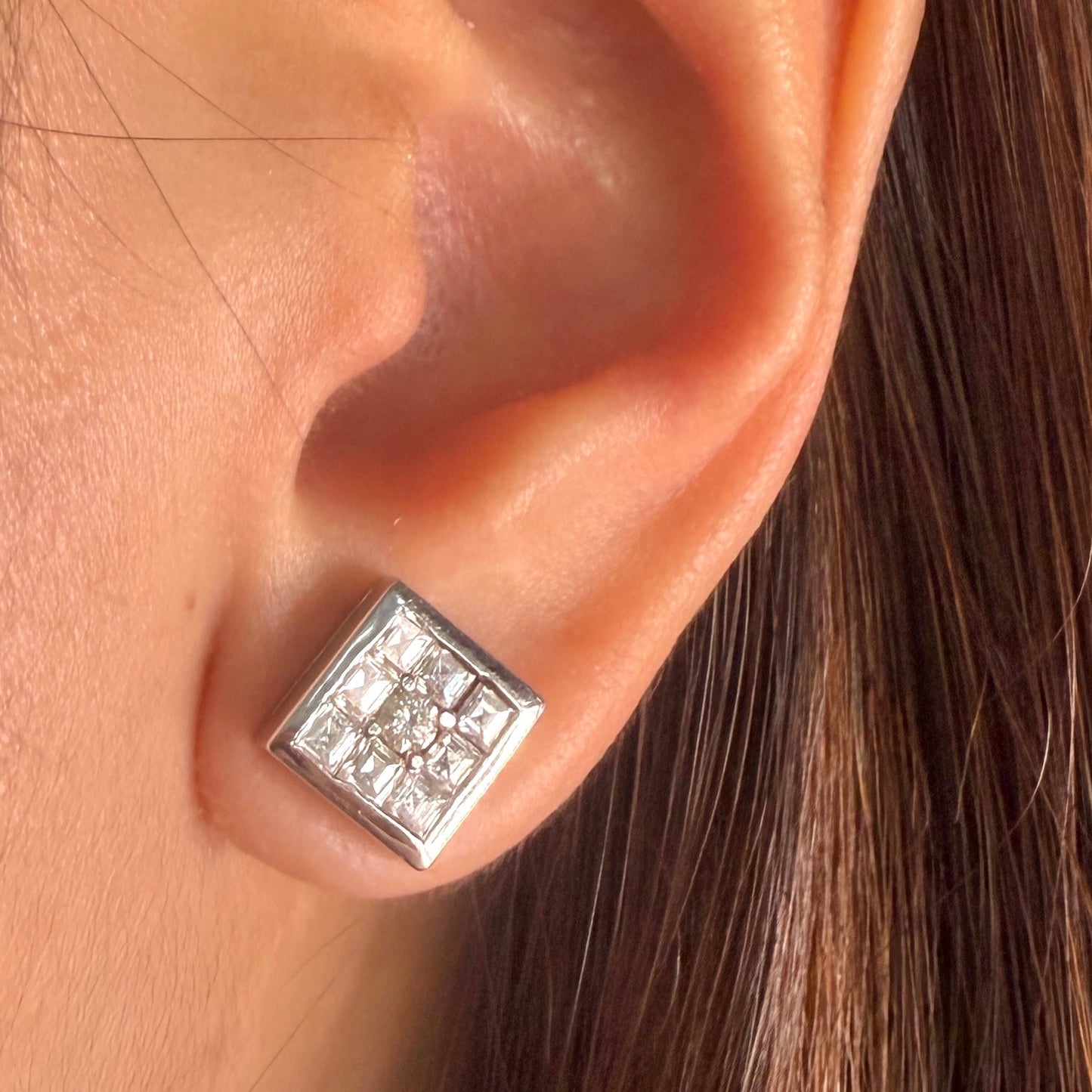 Emerald Cut Illusion Earrings DE037