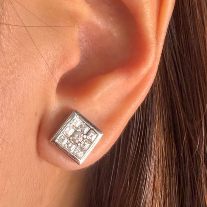 Emerald Cut Illusion Earrings DE037