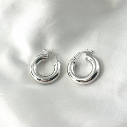 White Gold Hoop Earrings ER0155