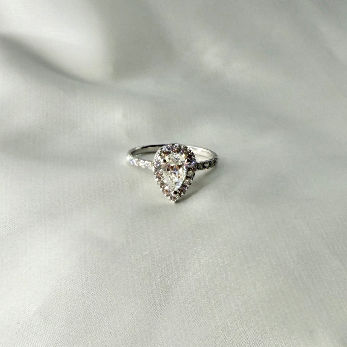 GIA Pear Shaped Diamond Halo Ring ER018