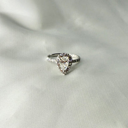 GIA Pear Shaped Diamond Halo Ring ER018