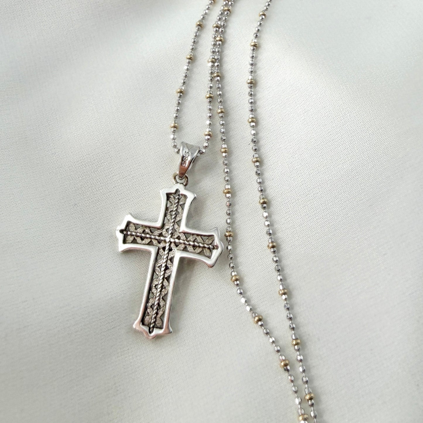 White Gold Cross Necklace NL209