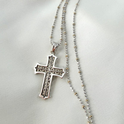 White Gold Cross Necklace NL209