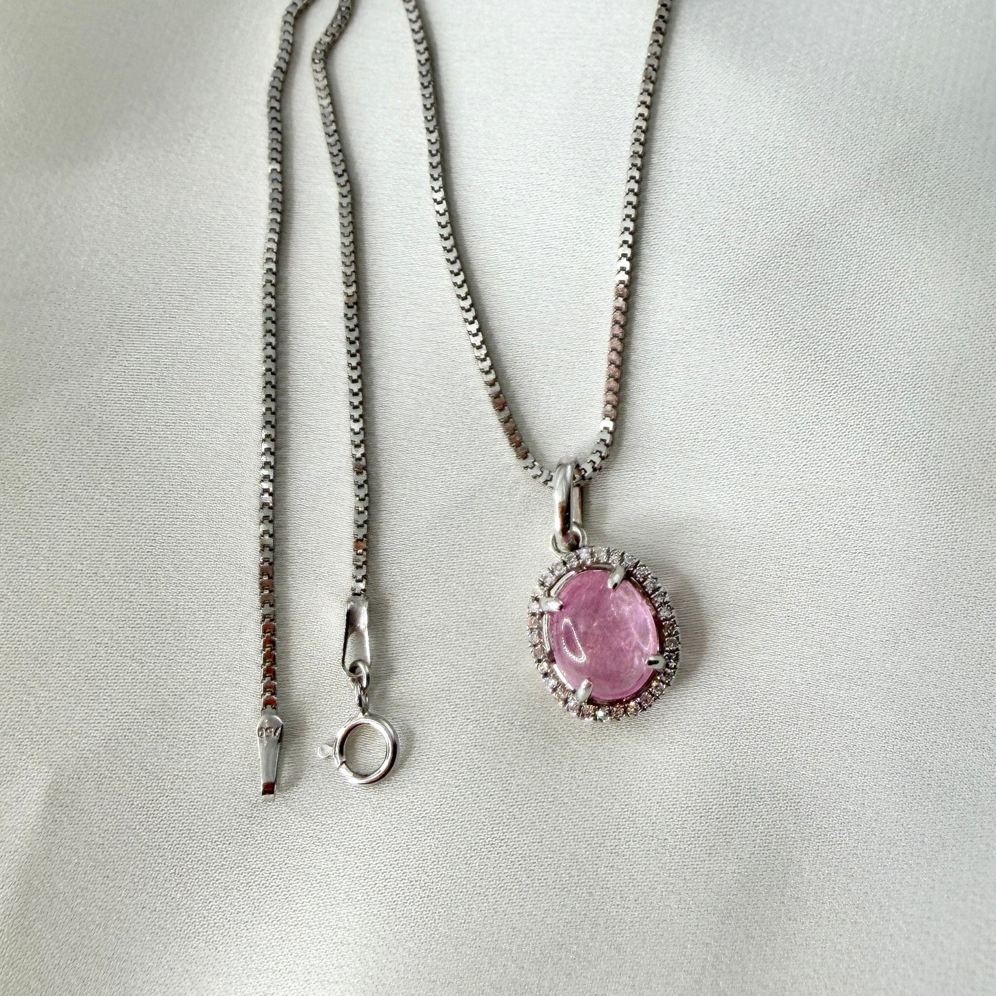 Pink Tourmaline Cabuchon Necklace NL224