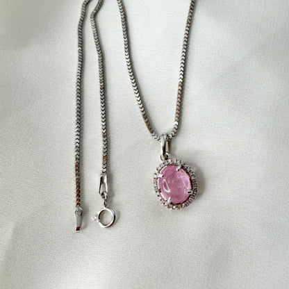 Pink Tourmaline Cabuchon Necklace NL224