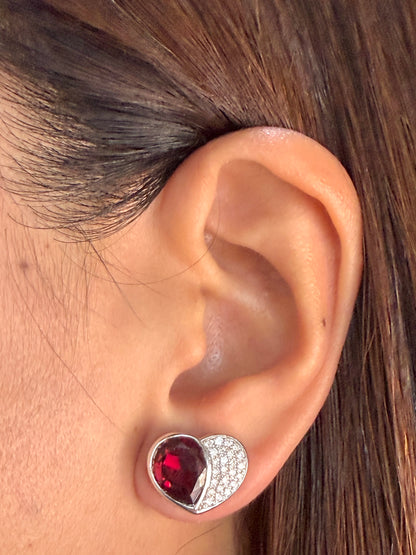 Heart Diamond Ruby Earrings HK DE028