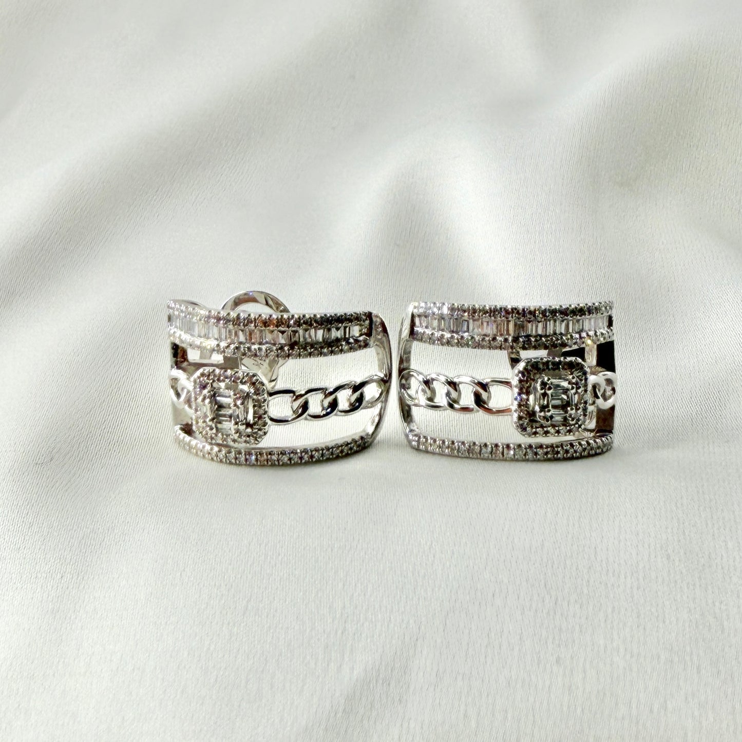Multi Row Baguette Diamond Earrings DE040