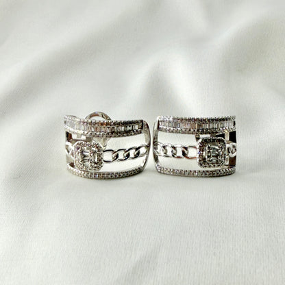 Multi Row Baguette Diamond Earrings DE040