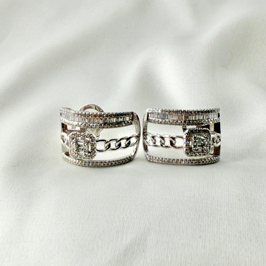Multi Row Baguette Diamond Earrings DE040