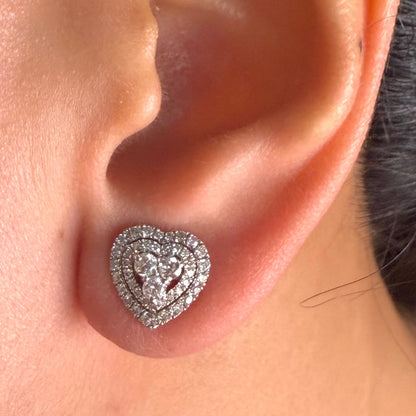 Heart Halo Diamond Earrings DE048