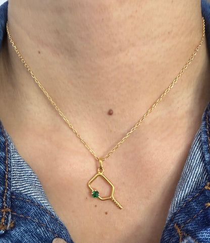 Natural Emerald Paddle Necklace NL228