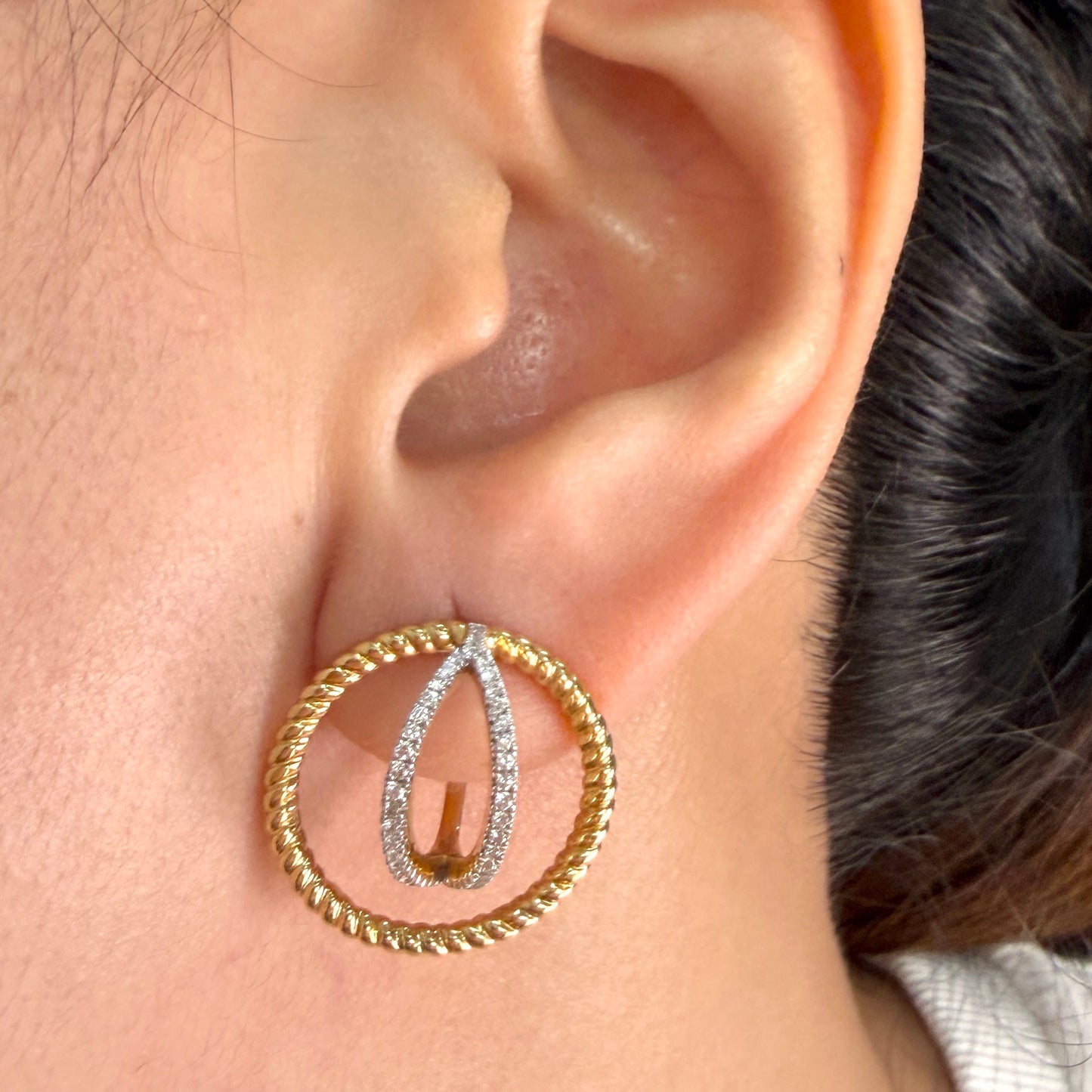 Round Spiral Rope Diamond Earrings DE049