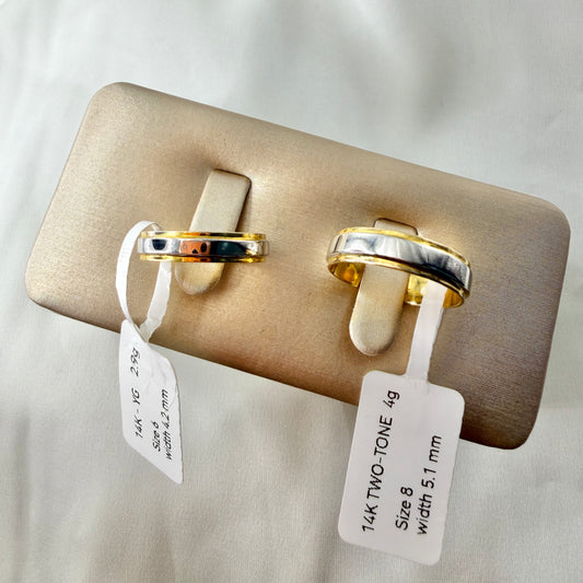 Two Tone Band Wedding Rings WD002