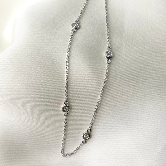 Station Diamond Necklace 18” NL080