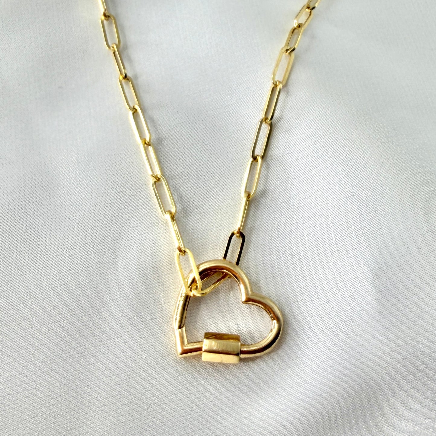 Heart Carabiner Paperclip Necklace NL211