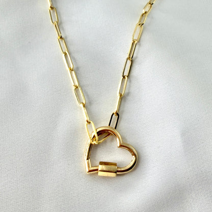 Heart Carabiner Paperclip Necklace NL211