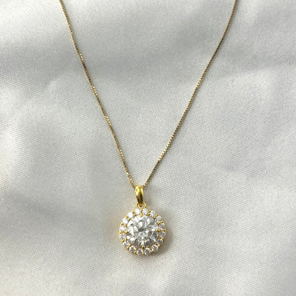 Halo Stud Zirconia Necklace NL166