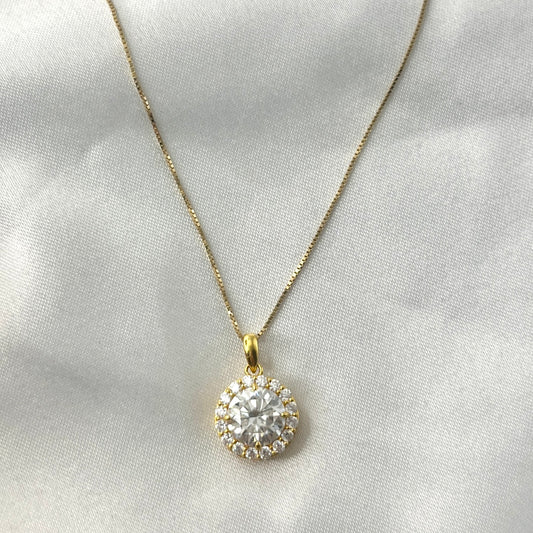 Halo Stud Zirconia Necklace NL166