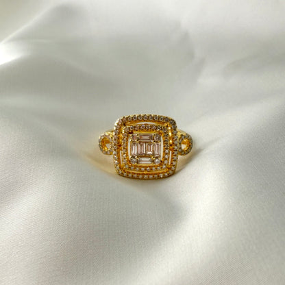 Double Halo Emerald Cut Illusion Ring RG034