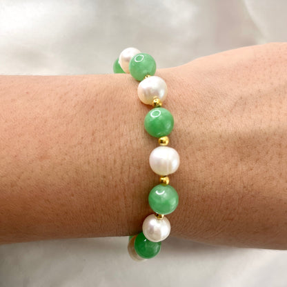 Freshwater Pearls & Jade Bracelet BR100