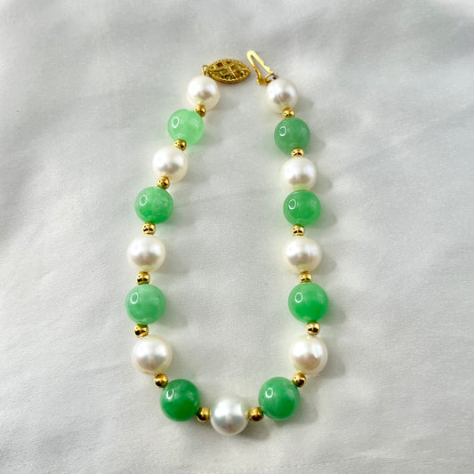 Freshwater Pearls & Jade Bracelet BR100
