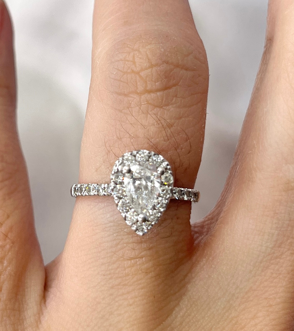 Pear Shaped Halo Diamond Ring EG010
