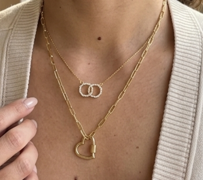 Heart Carabiner Paperclip Necklace NL211