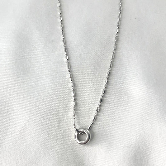 Ring Pendant Necklace White Gold NL181