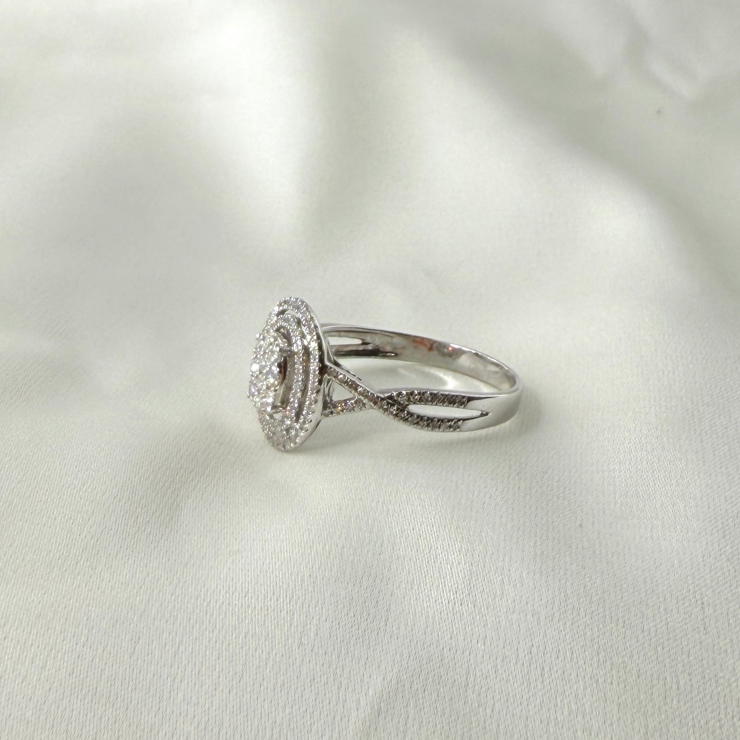 Double Halo Spiral Diamond Ring RG032