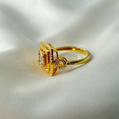 Double Halo Emerald Cut Illusion Ring RG034