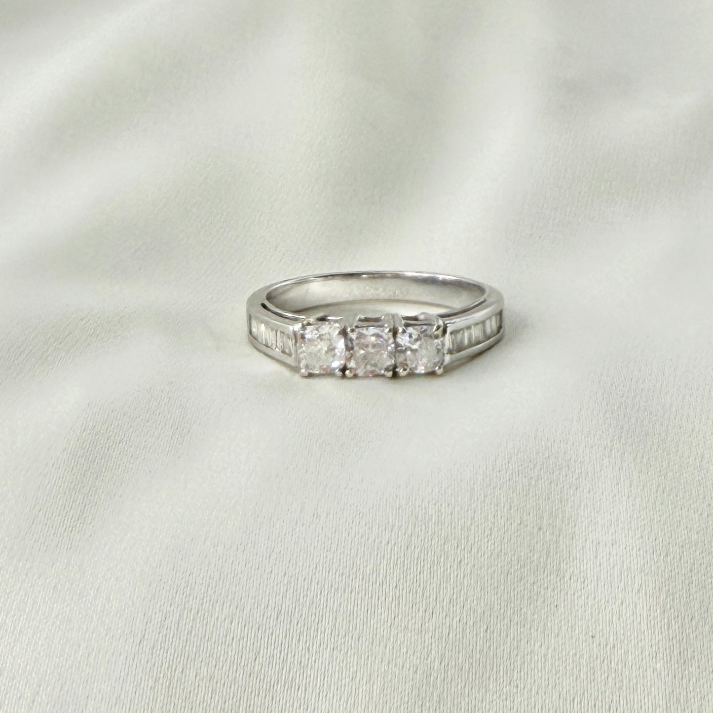 Three Radiant Cut Baguette Diamond Ring RG033