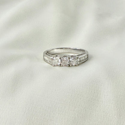 Three Radiant Cut Baguette Diamond Ring RG033