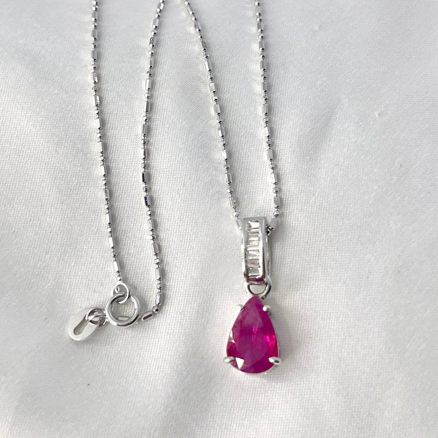 Pear Natural Ruby Diamond NecklacNL184