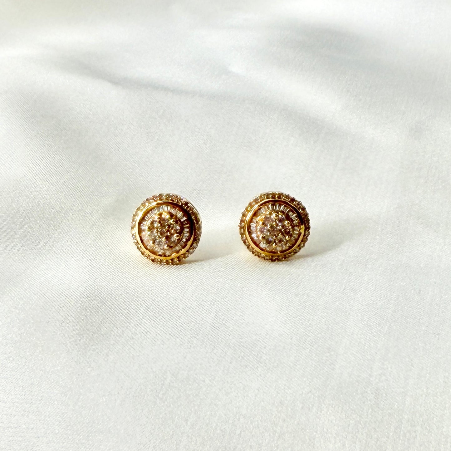 Round Baguette Illusion Earrings DE038