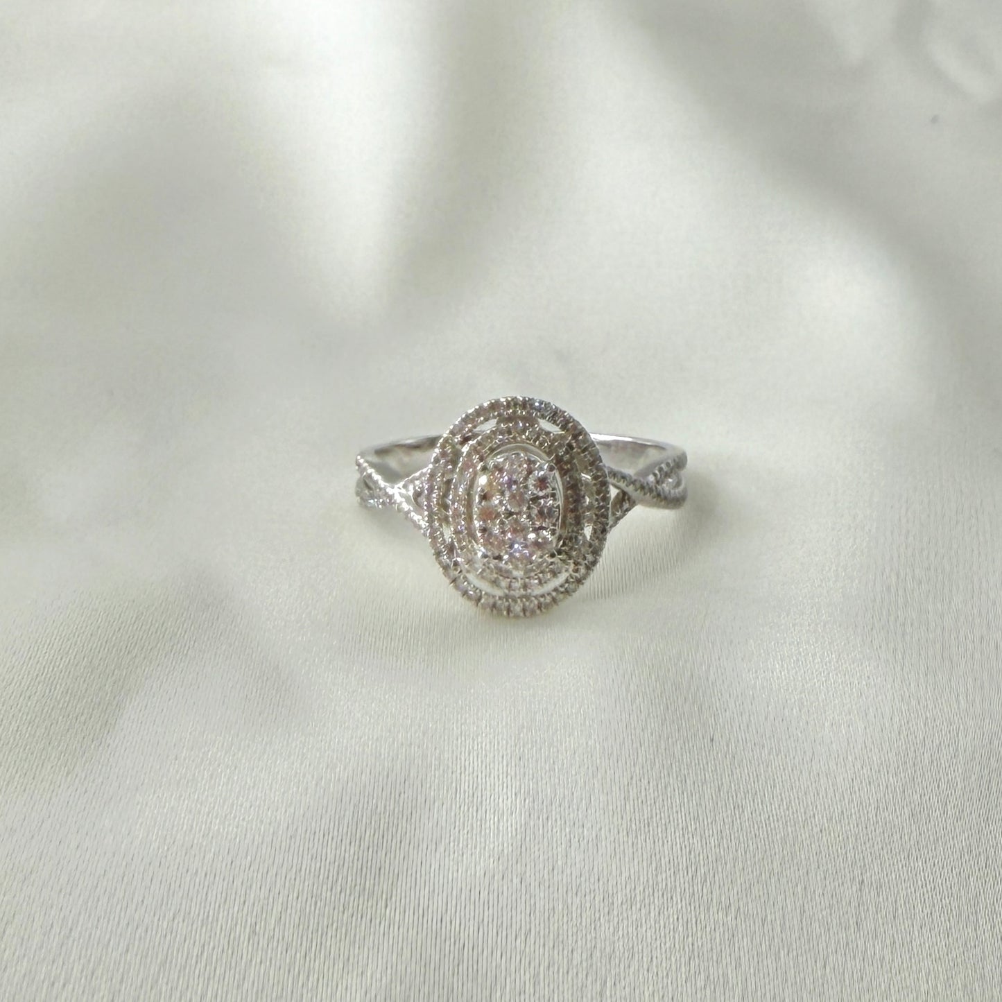 Double Halo Spiral Diamond Ring RG032