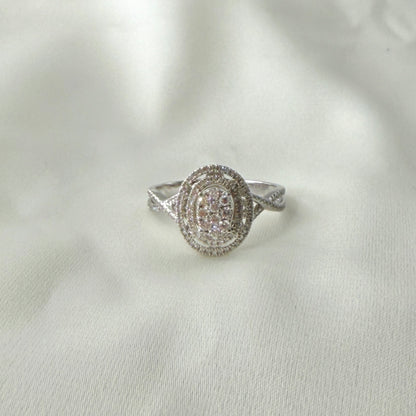 Double Halo Spiral Diamond Ring RG032