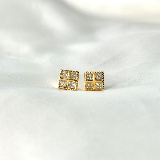 Princess Cut Stud Earrings ER104