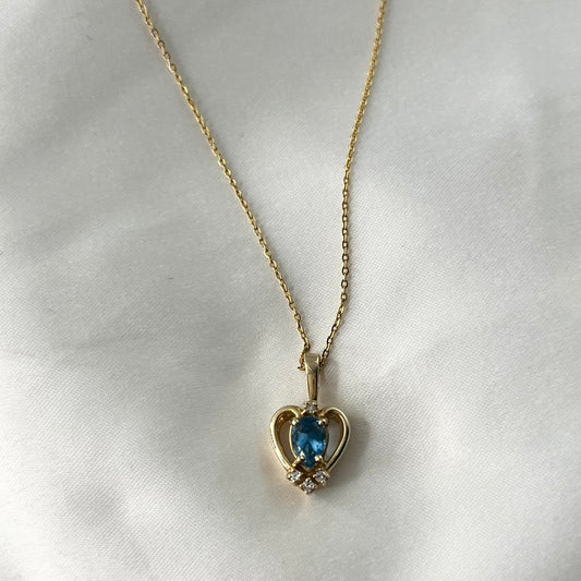 Blue Topaz Heart Necklace NL107