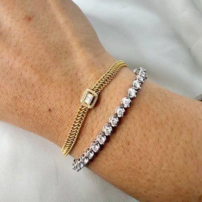 Baguette Diamond Curb Link Bracelet BR124