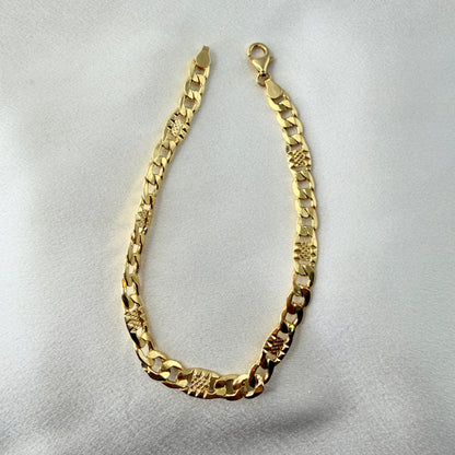 Figaro Link with Diamond-Cut Textured Bar Links MB023
