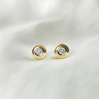 Round Two tone Diamond Earrings ER089